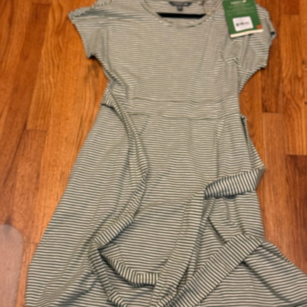 Toad&Co Green A-Line Midi Dress Short Sleeve Crew Neck